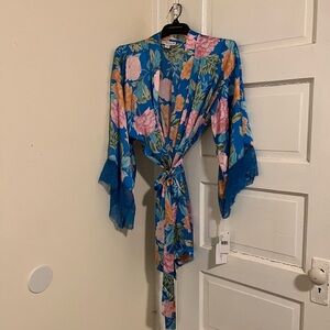 Floral Blue Kimono Robe (In Bloom by Jonquil)